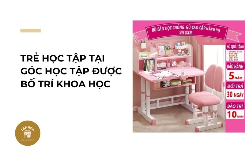 Trẻ học tập tại góc học tập được bố trí khoa học