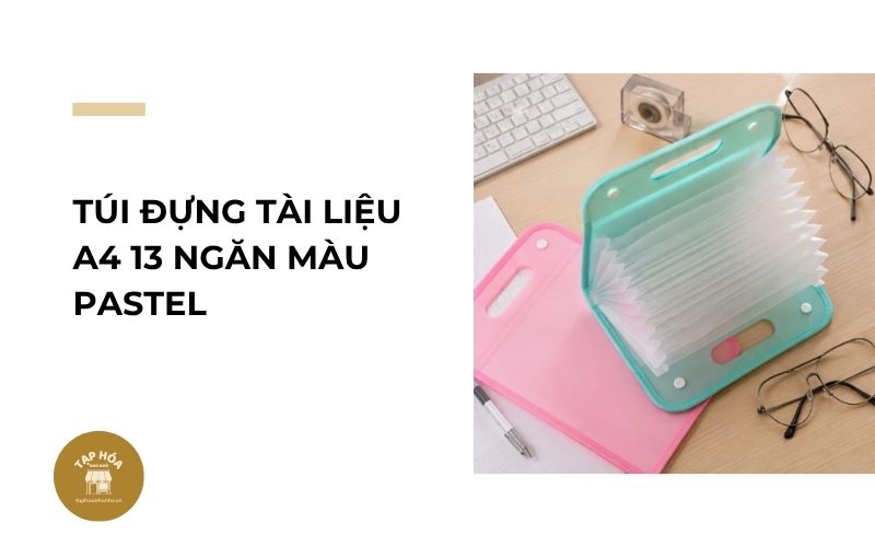 Túi đựng tài liệu A4 13 ngăn màu pastel