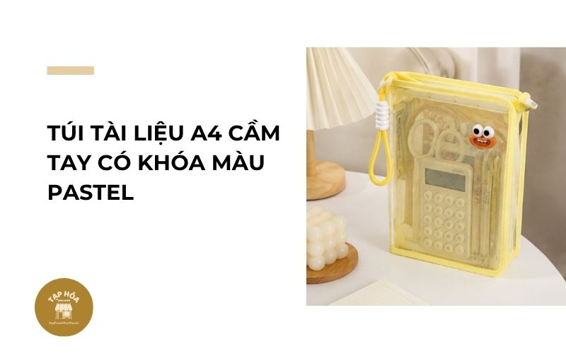 Túi tài liệu A4 cầm tay có khóa màu pastel