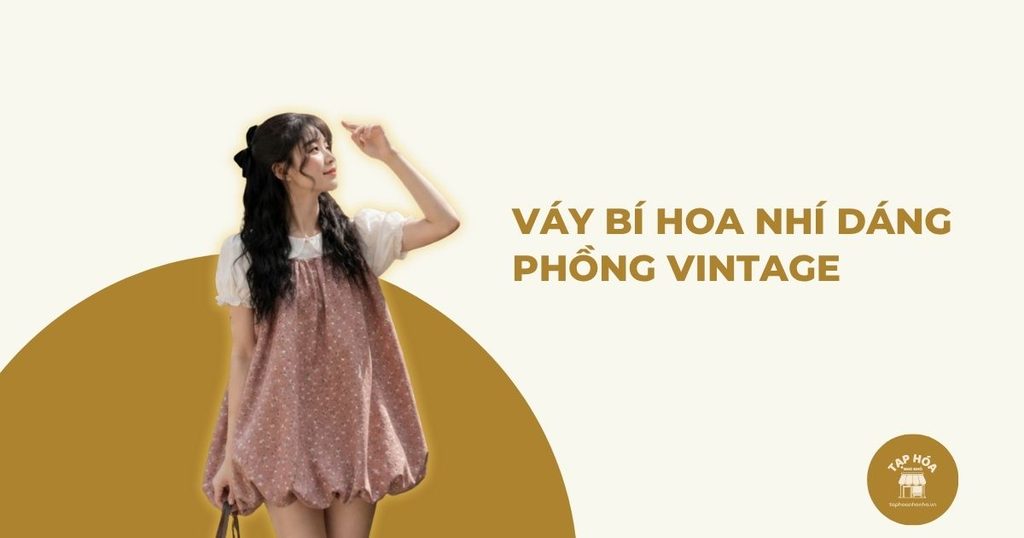 Váy bí hoa nhí dáng phồng vintage