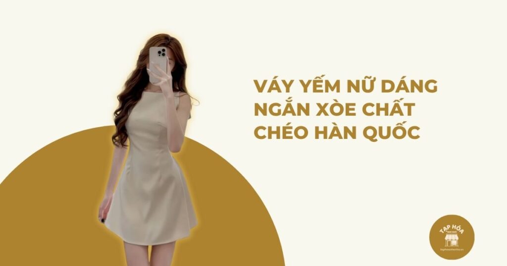 Váy yếm nữ dáng ngắn xòe chất chéo Hàn Quốc