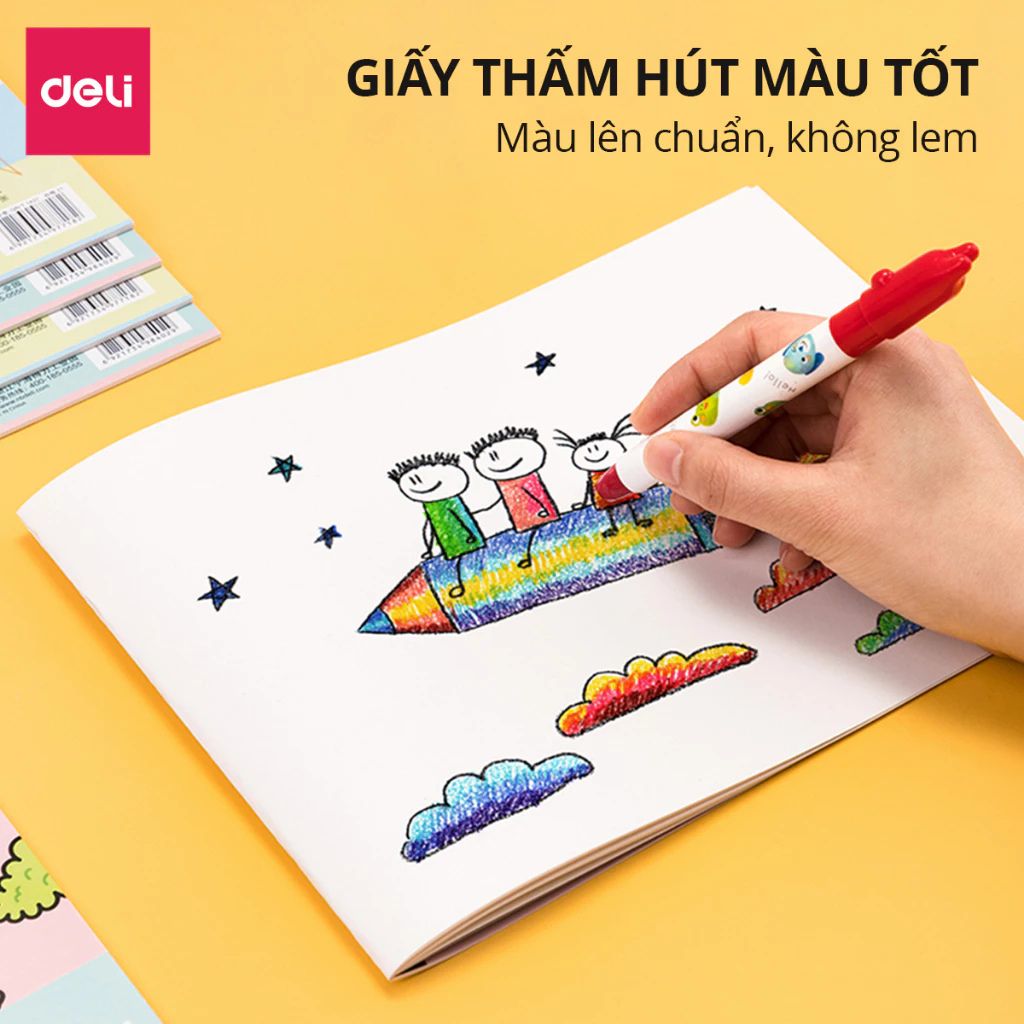 Vở vẽ học sinh Deli A4 B5 giấy dày mịn tập vẽ tô màu cho bé - Ảnh 2