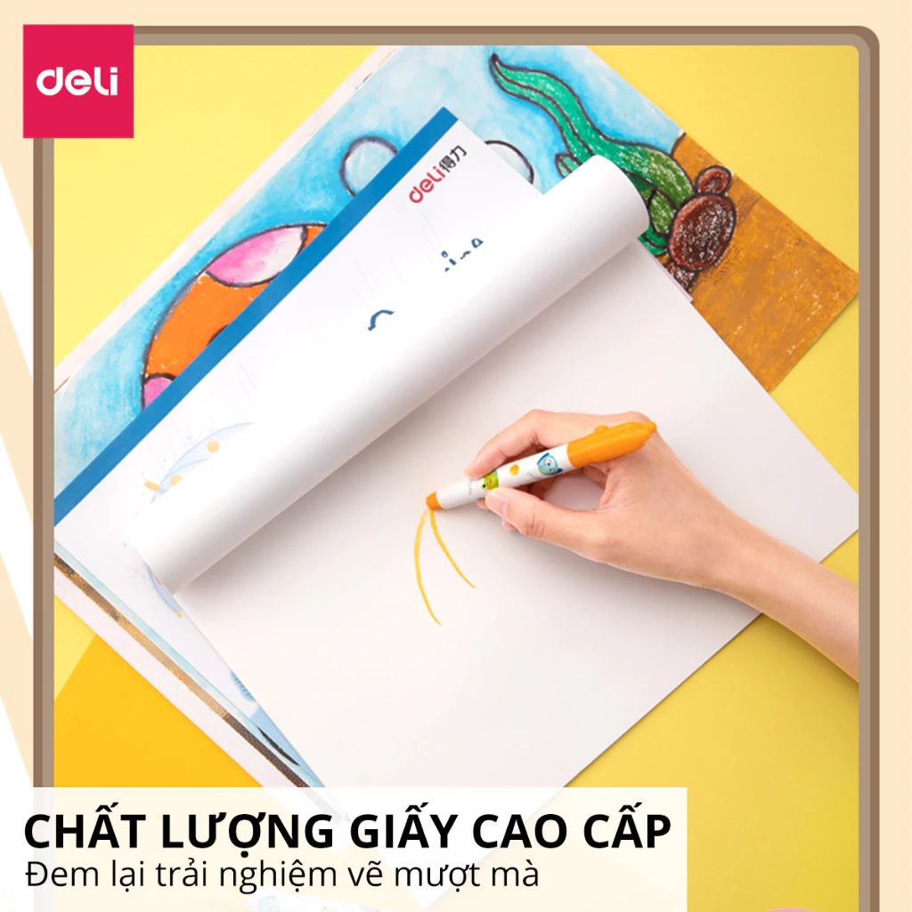 Vở vẽ học sinh Deli A4 B5 giấy dày mịn tập vẽ tô màu cho bé - Ảnh 3