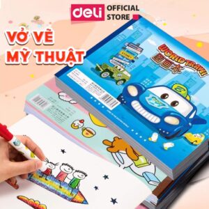 Vở vẽ học sinh Deli A4 B5 giấy dày mịn tập vẽ tô màu cho bé