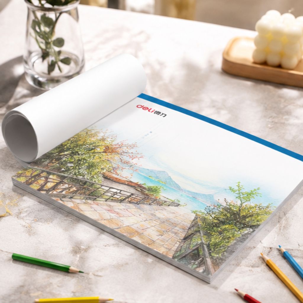 Vở vẽ học sinh Deli A4 B5 giấy dày mịn tập vẽ tô màu cho bé - Ảnh 4