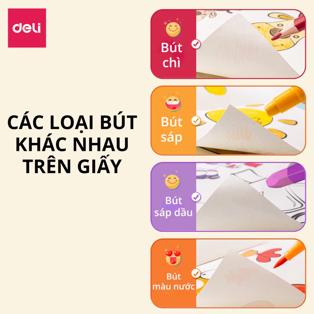 Vở vẽ học sinh Deli A4 B5 giấy dày mịn tập vẽ tô màu cho bé - Ảnh 4