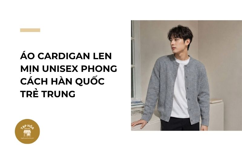Áo cardigan len mịn unisex phong cách Hàn Quốc trẻ trung
