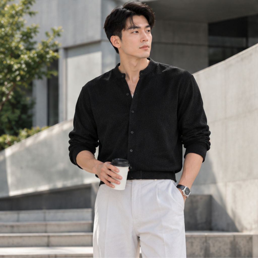 Áo cardigan nam dài tay len tăm cao cấp thu đông dễ phối đồ - Ảnh 4