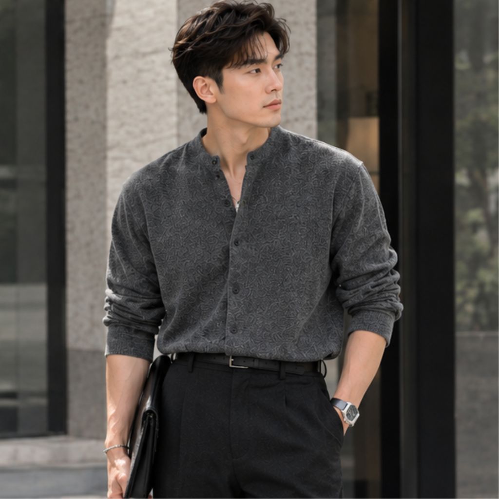 Áo cardigan nam dài tay len tăm cao cấp thu đông dễ phối đồ
