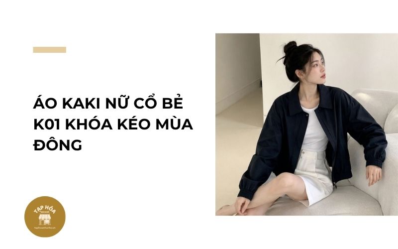 Áo kaki nữ cổ bẻ K01 khóa kéo mùa đông