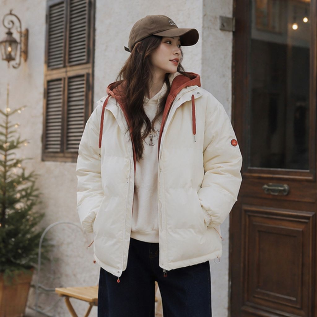Áo khoác cotton mùa đông có mũ dáng rộng 8 size dễ mặc - Ảnh 3