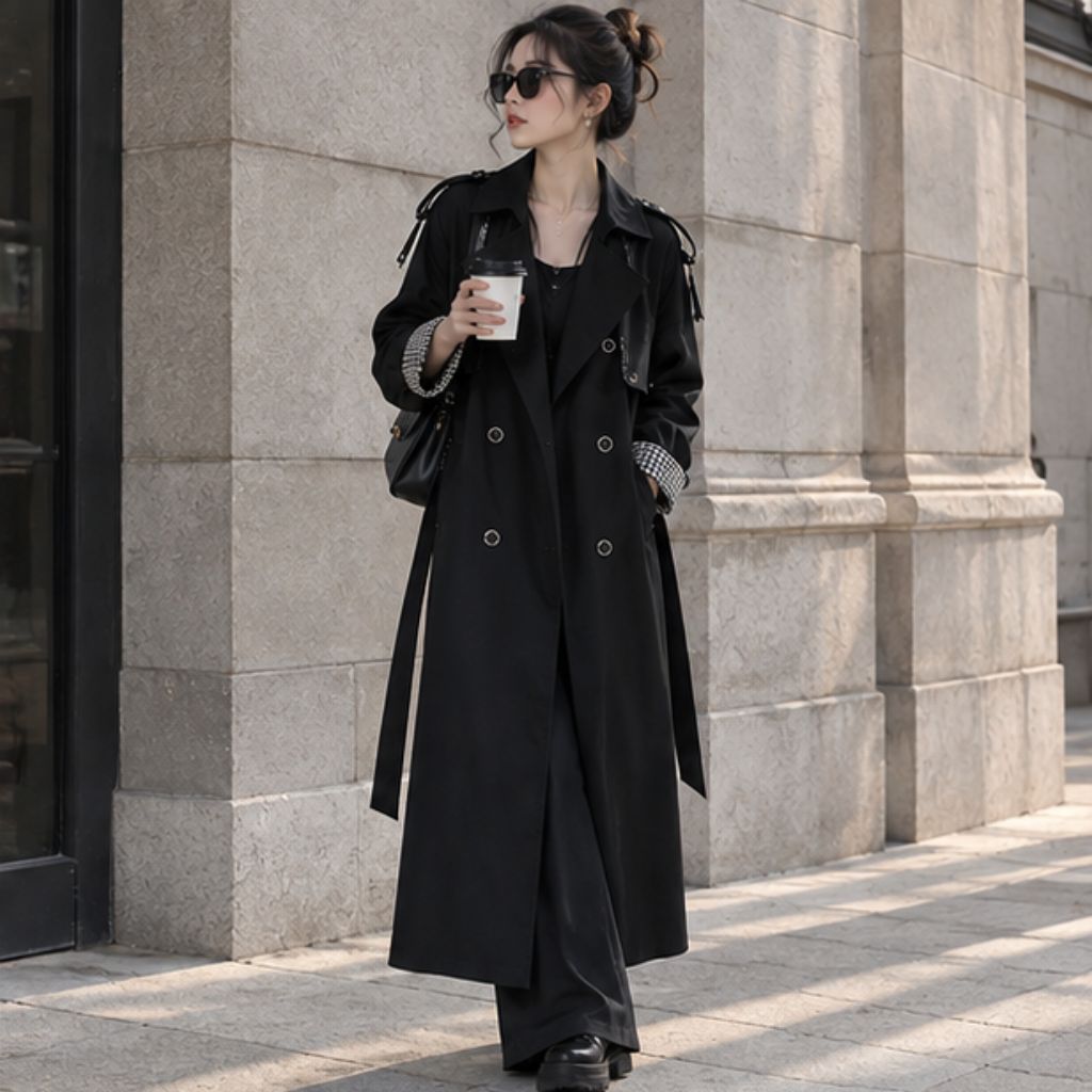 Áo khoác dạ nữ Hàn Quốc dáng dài Hepburn bigsize thanh lịch