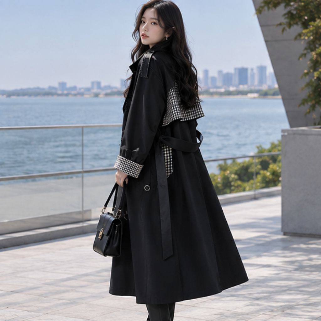 Áo khoác dạ nữ Hàn Quốc dáng dài Hepburn bigsize thanh lịch - Ảnh 4