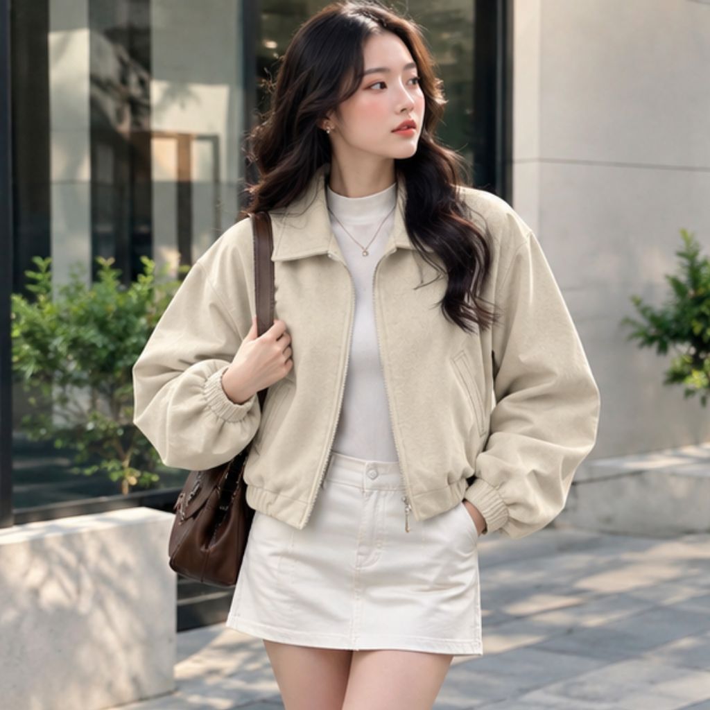 Áo khoác dạ nữ dáng lửng basic mùa thu đông Kimee KA586