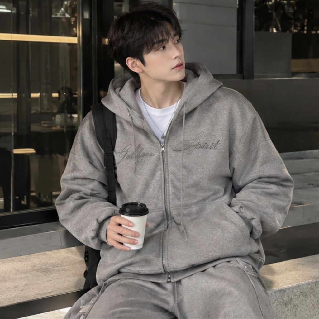 Áo khoác hoodie zip GRIND nỉ chân cua cổ cao trẻ trung - Ảnh 3