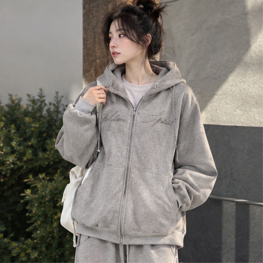 Áo khoác hoodie zip GRIND nỉ chân cua cổ cao trẻ trung - Ảnh 4