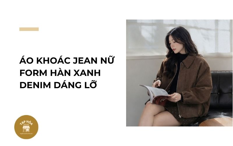 Áo khoác jean nữ form Hàn xanh denim dáng lỡ