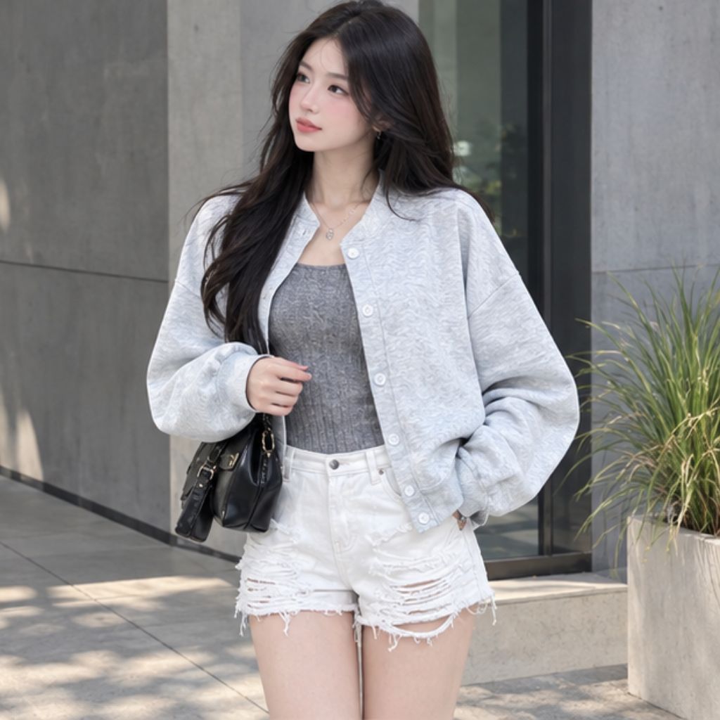 Áo khoác nỉ cardigan nữ basic mùa thu đông mềm đẹp - Ảnh 4
