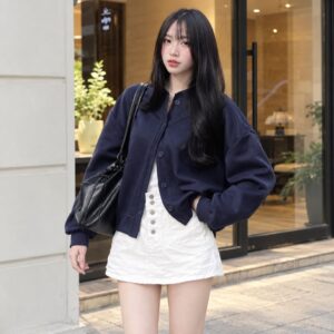 Áo khoác nỉ cardigan nữ basic mùa thu đông mềm đẹp