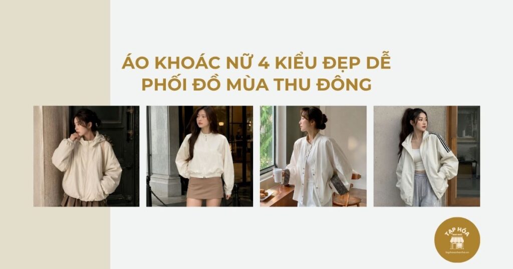 Áo khoác phao nữ có mũ trần trám chống gió giữ ấm mùa đông