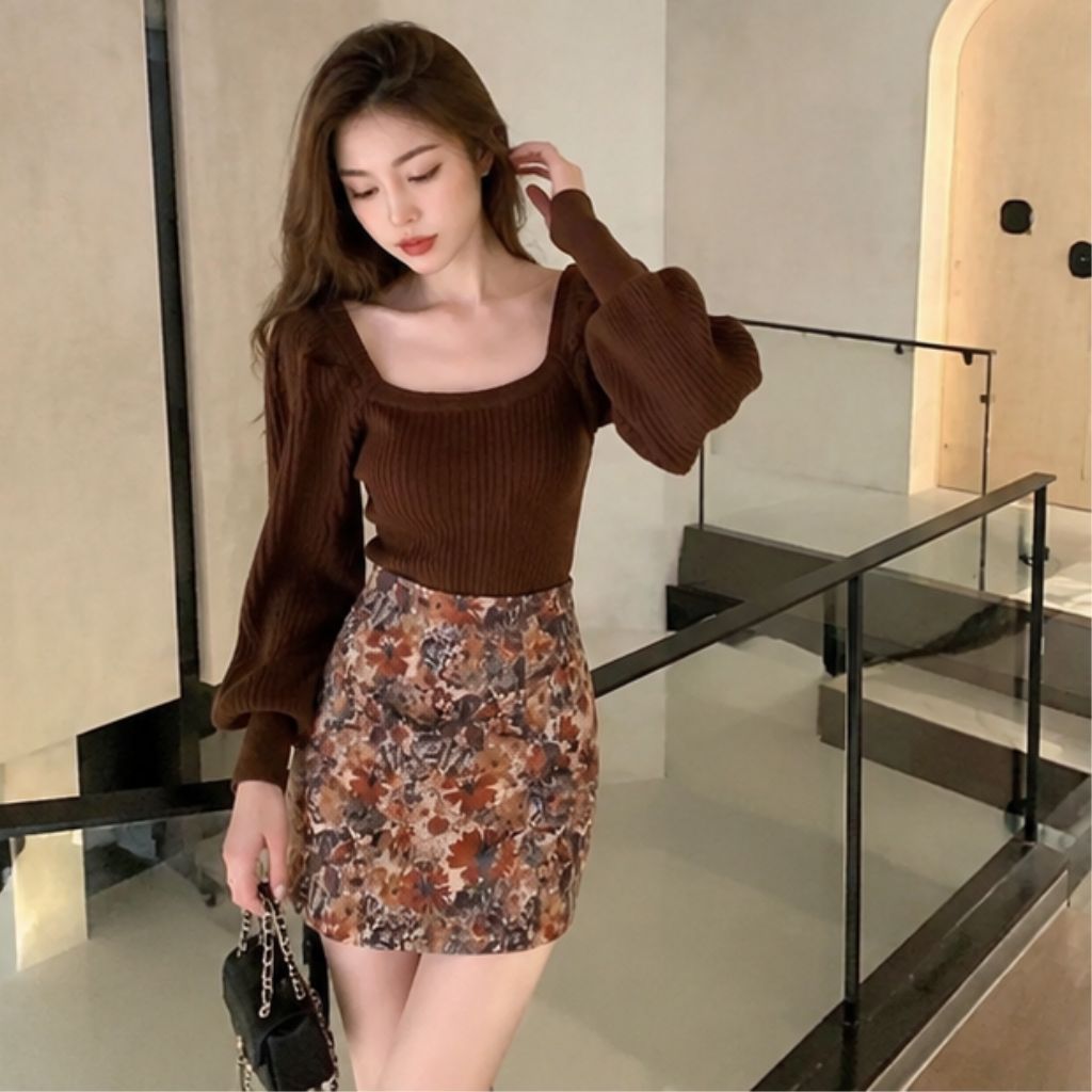 Áo len váy thu đông nữ trẻ trung phong cách Xiaoxiangfeng - Ảnh 4