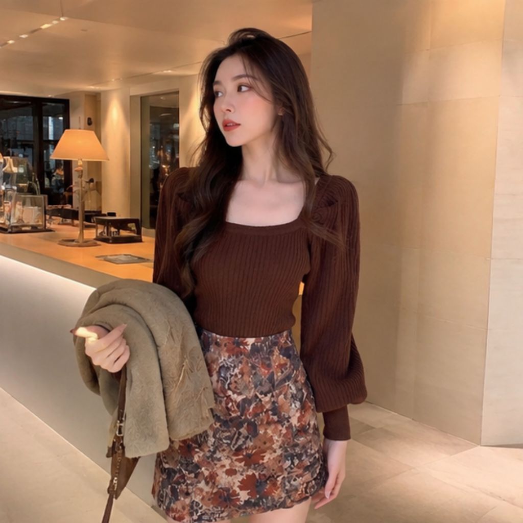 Áo len váy thu đông nữ trẻ trung phong cách Xiaoxiangfeng - Ảnh 2