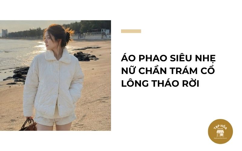 Áo phao siêu nhẹ nữ chần trám cổ lông tháo rời
