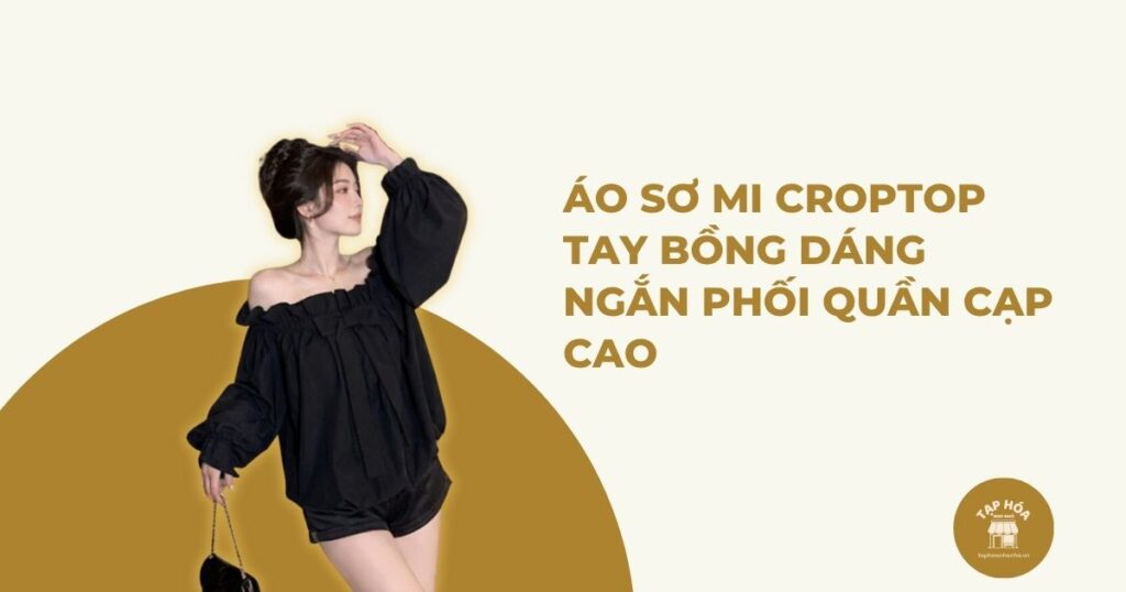 Áo trễ vai tay bồng đính nơ phong cách Hàn Quốc