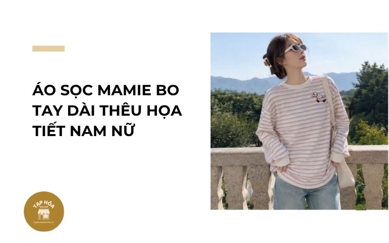 Áo sọc Mamie bo tay dài thêu họa tiết nam nữ