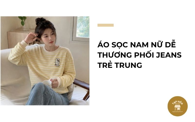 Áo sọc nam nữ dễ thương phối jeans trẻ trung