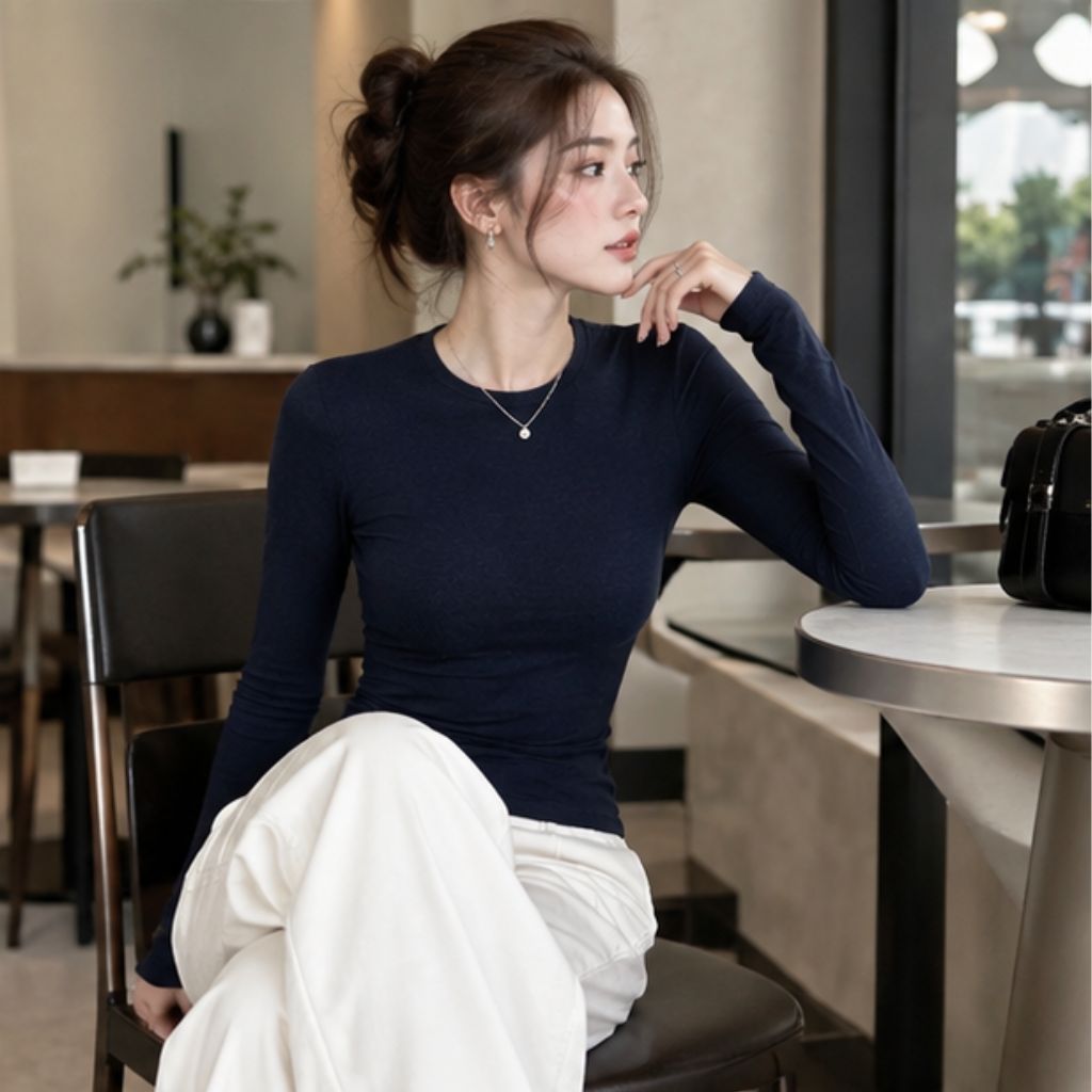Áo thun KAYLIN tay dài form Basic mềm nhẹ thu đông 2025 - Ảnh 4
