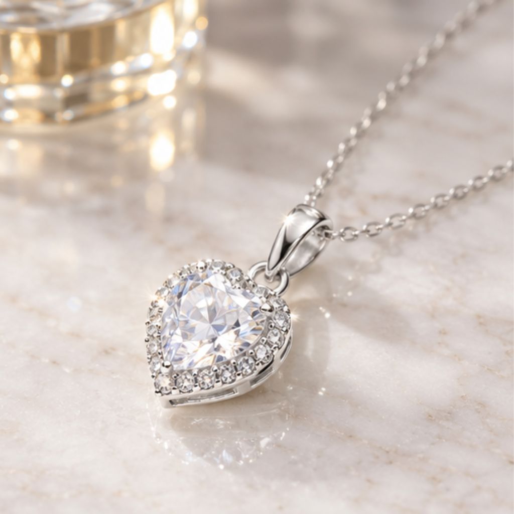 Dây chuyền bạc đính đá Minzi Silver S925 mặt trái tim - Ảnh 2