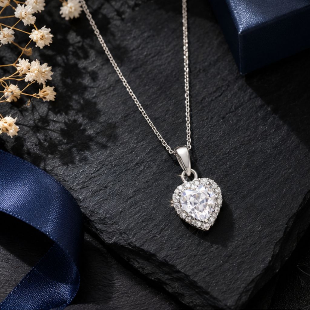 Dây chuyền bạc đính đá Minzi Silver S925 mặt trái tim - Ảnh 3