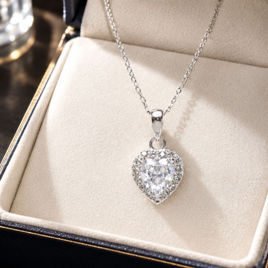 Dây chuyền bạc đính đá Minzi Silver S925 mặt trái tim