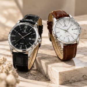 Đồng hồ nam PABLO RAEZ dây da 40mm, máy Quartz, 3 ATM