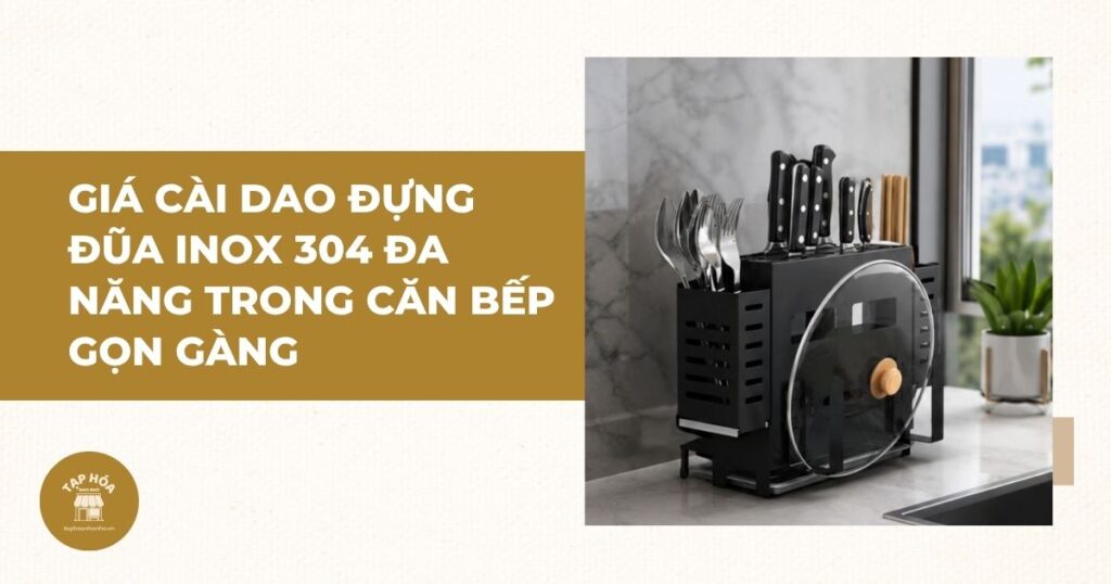 Giá cài dao đựng đũa inox 304 đa năng trong căn bếp gọn gàng