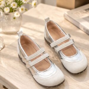 Giày Mary Jane nữ hai quai N49 N62 phối màu kem bạc