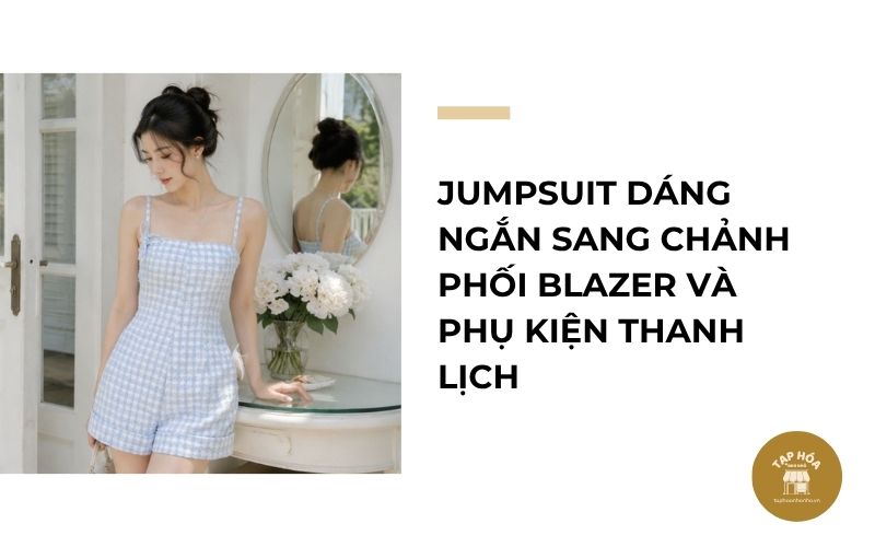 Jumpsuit dáng ngắn sang chảnh phối blazer và phụ kiện thanh lịch