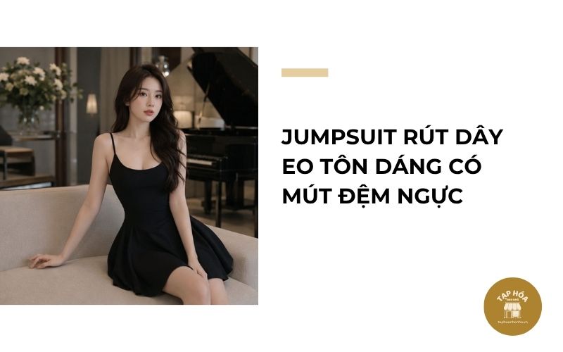 Jumpsuit rút dây eo tôn dáng có mút đệm ngực