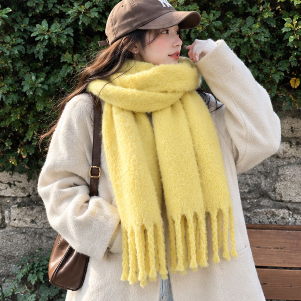 Khăn len unisex nam nữ giả cashmere phong cách Hàn Quốc - Ảnh 3