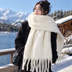 Khăn quàng cổ bản to len dày dặn phong cách Hàn Quốc