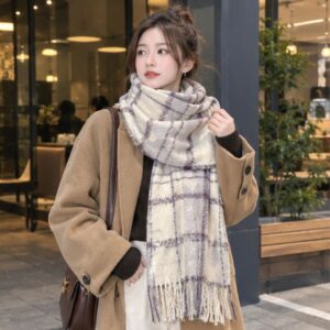 Khăn quàng cổ len dạ vintage K25 unisex ấm áp mùa thu đông