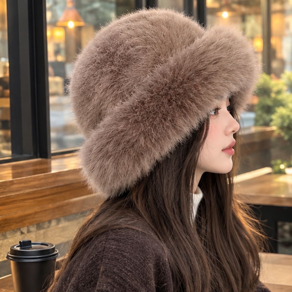 Mũ len nữ viền lông mềm mịn ML03 ấm áp mùa đông - Ảnh 3