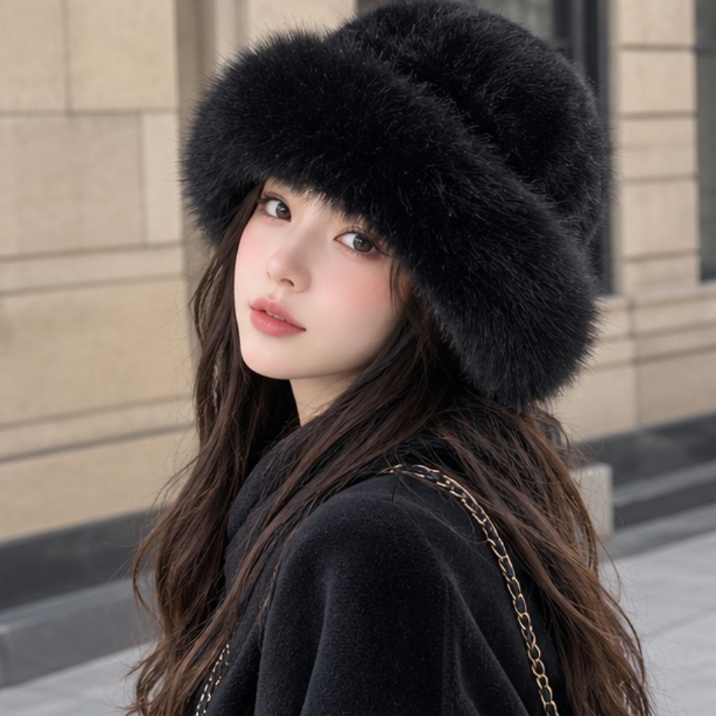 Mũ len nữ viền lông mềm mịn ML03 ấm áp mùa đông - Ảnh 2