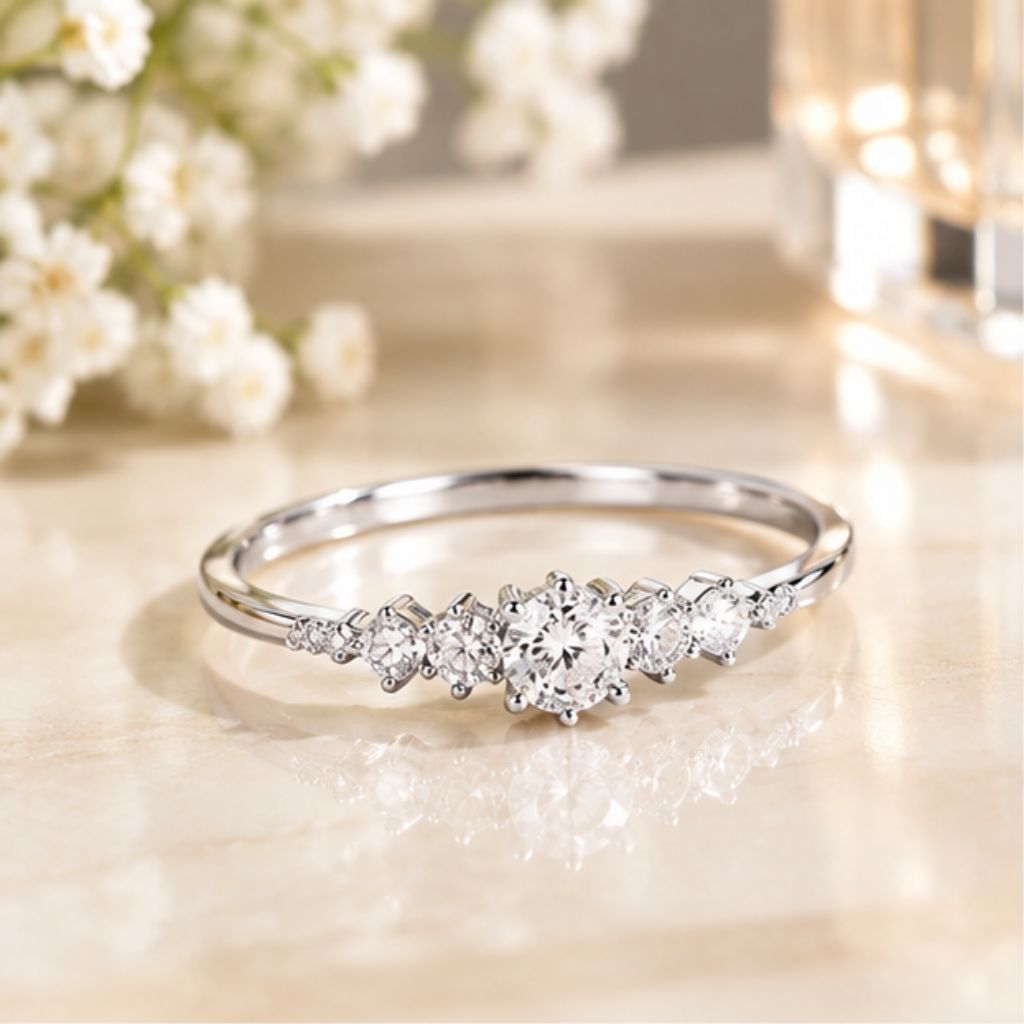 Nhẫn bạc nữ Tyche Snow Princess nạm đá lấp lánh thanh lịch - Ảnh 2