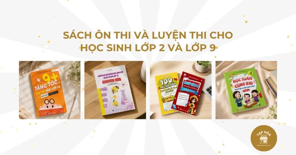 Sách ôn thi và luyện thi cho học sinh lớp 2 và lớp 9