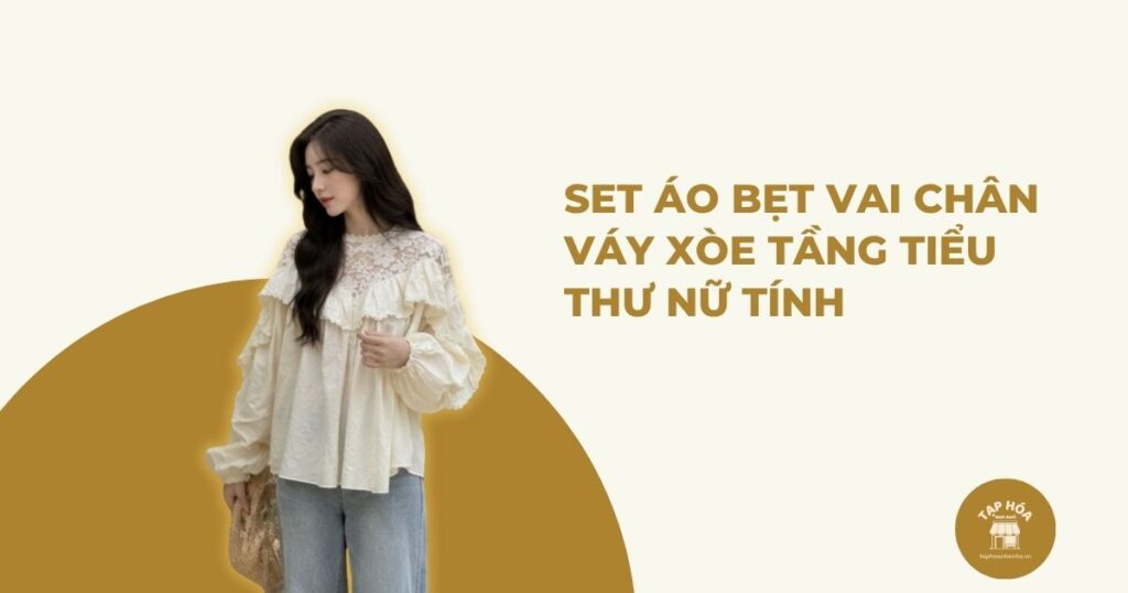 Áo sơ mi ren dáng babydoll tay bồng phong cách tiểu thư