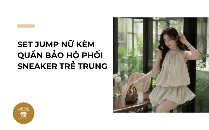 Set jump nữ kèm quần bảo hộ phối sneaker trẻ trung