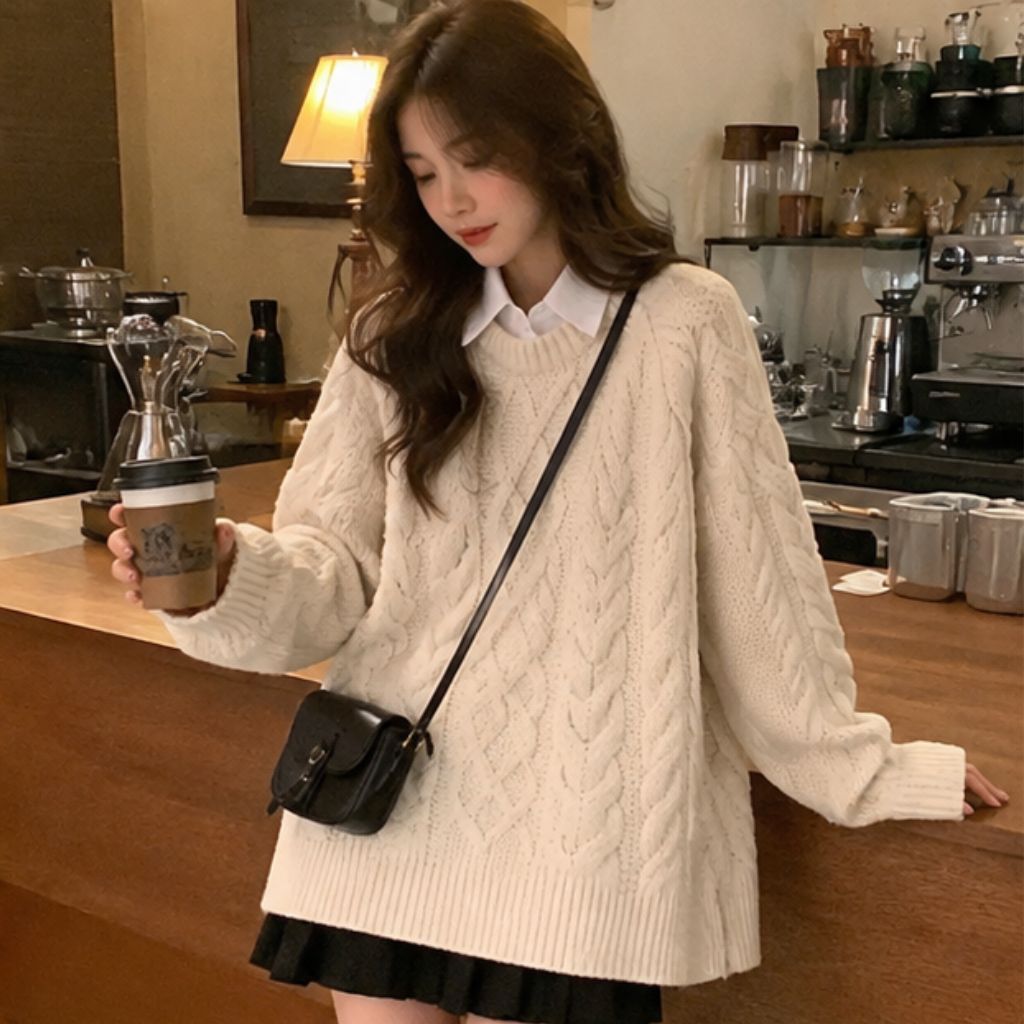 Set len nữ thu đông phối sơ mi trắng chân váy xếp ly - Ảnh 2