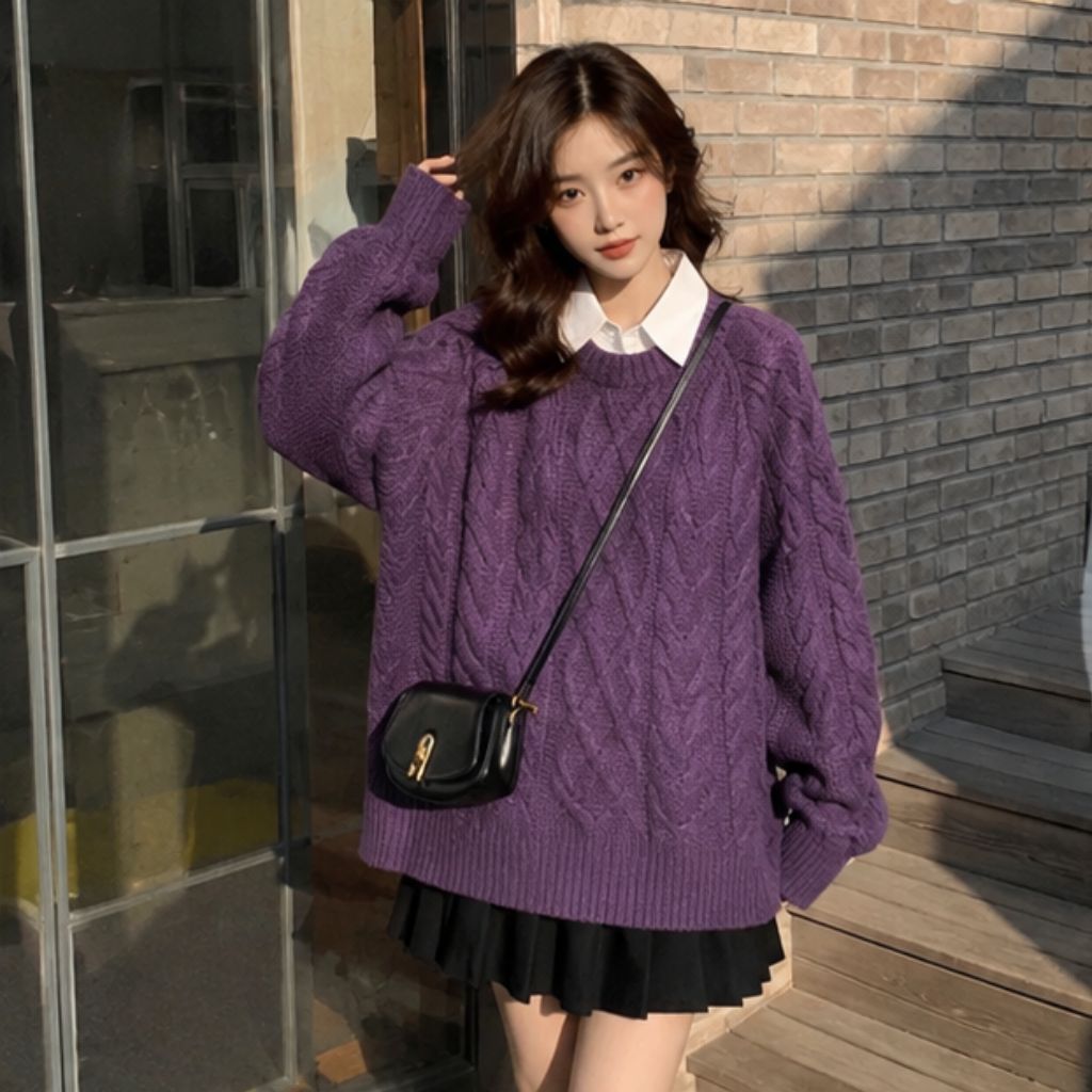 Set len nữ thu đông phối sơ mi trắng chân váy xếp ly - Ảnh 3